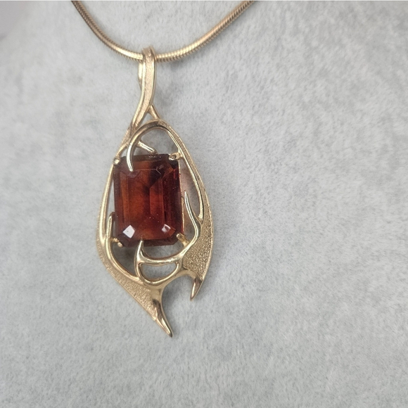 Vintage 70s Sarah Coventry Molten Topaz Necklace Amber Glass Excellent Condition - Picture 2 of 8